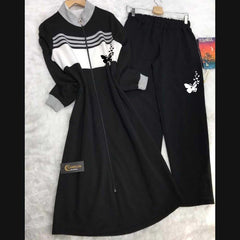 Butterfly Printed Long Front Stripe Style Patch-Work 2-Pcs Winter Zipper Co-Ord Set. WWTS-12 Butterfly Printed Long Front Stripe Style Patch-Work 2-Pcs Winter Zipper Co-Ord Set. WWTS-12