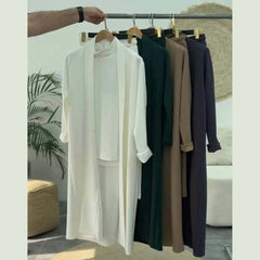 Long Gown Style 3-Pcs Winter Co-Ord Suit. WWTS-13 Long Gown Style 3-Pcs Winter Co-Ord Suit. WWTS-13