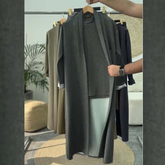 Long Gown Style 3-Pcs Winter Co-Ord Suit. WWTS-13 Long Gown Style 3-Pcs Winter Co-Ord Suit. WWTS-13