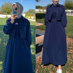 Drop Shoulder Short Jacket Maxi Style 2-Pcs Winter Co-Ord Set. WWTS-15 Drop Shoulder Short Jacket Maxi Style 2-Pcs Winter Co-Ord Set. WWTS-15