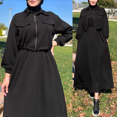 Drop Shoulder Short Jacket Maxi Style 2-Pcs Winter Co-Ord Set. WWTS-15 Drop Shoulder Short Jacket Maxi Style 2-Pcs Winter Co-Ord Set. WWTS-15