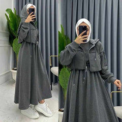 Drop Shoulder Short Hooded Maxi Style 2-Pcs Winter Co-Ord Set. WWTS-16 Drop Shoulder Short Hooded Maxi Style 2-Pcs Winter Co-Ord Set. WWTS-16