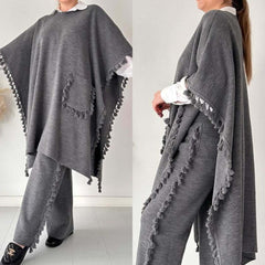 Open-Shawl Style Lace Work 2-Pcs Winter Co-Ord Set. WWTS-33 Open-Shawl Style Lace Work 2-Pcs Winter Co-Ord Set. WWTS-33