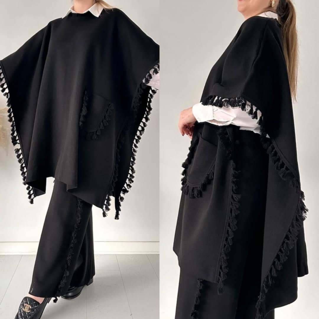 Open-Shawl Style Lace Work 2-Pcs Winter Co-Ord Set. WWTS-33