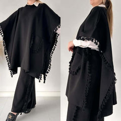 Open-Shawl Style Lace Work 2-Pcs Winter Co-Ord Set. WWTS-33 Open-Shawl Style Lace Work 2-Pcs Winter Co-Ord Set. WWTS-33