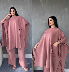 Open-Shawl Style Lace Work 2-Pcs Winter Co-Ord Set. WWTS-07 Open-Shawl Style Lace Work 2-Pcs Winter Co-Ord Set. WWTS-07