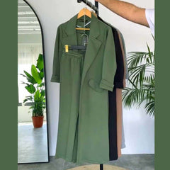 Long Trench Coat Style 2-Pcs Winter Co-Ord Set. WWTS-08 Long Trench Coat Style 2-Pcs Winter Co-Ord Set. WWTS-08