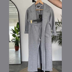 Long Trench Coat Style 2-Pcs Winter Co-Ord Set. WWTS-08 Long Trench Coat Style 2-Pcs Winter Co-Ord Set. WWTS-08