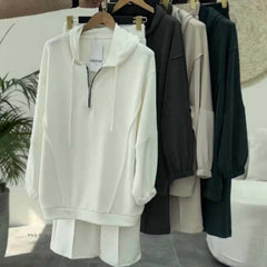 Drop-Shoulder Short Zip Hoodie Style Premium Quality Winter 2-Pcs Tracksuit For Her. WWTS-09 Drop-Shoulder Short Zip Hoodie Style Premium Quality Winter 2-Pcs Tracksuit For Her. WWTS-09