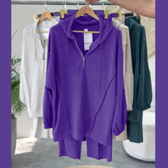 Drop-Shoulder Short Zip Hoodie Style Premium Quality Winter 2-Pcs Tracksuit For Her. WWTS-09 Drop-Shoulder Short Zip Hoodie Style Premium Quality Winter 2-Pcs Tracksuit For Her. WWTS-09