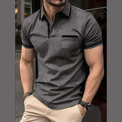 Grey Tipping Collar Style Designer Summer Tshirt MSDTS-06