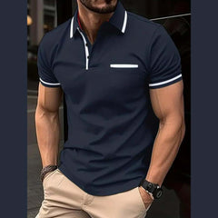 Blue Tipping Collar Style Designer Summer Tshirt MSDTS-06