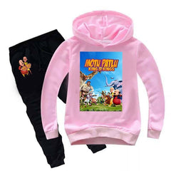 Kids Printed Motu Patlu Printed Hoodie Style Winter 2-Pcs Winter Track-Suit.