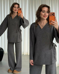 Overlap Gown Style 3-Pcs Winter Co-Ord Set. WWTS-24 V2