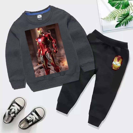 Kids Iron Man Printed Sweat-Shirt Style 2-Pcs Winter Track-Suit.