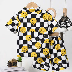 Box-Smiley Style 3D 2-Pcs Summer Suit For Kids D2.