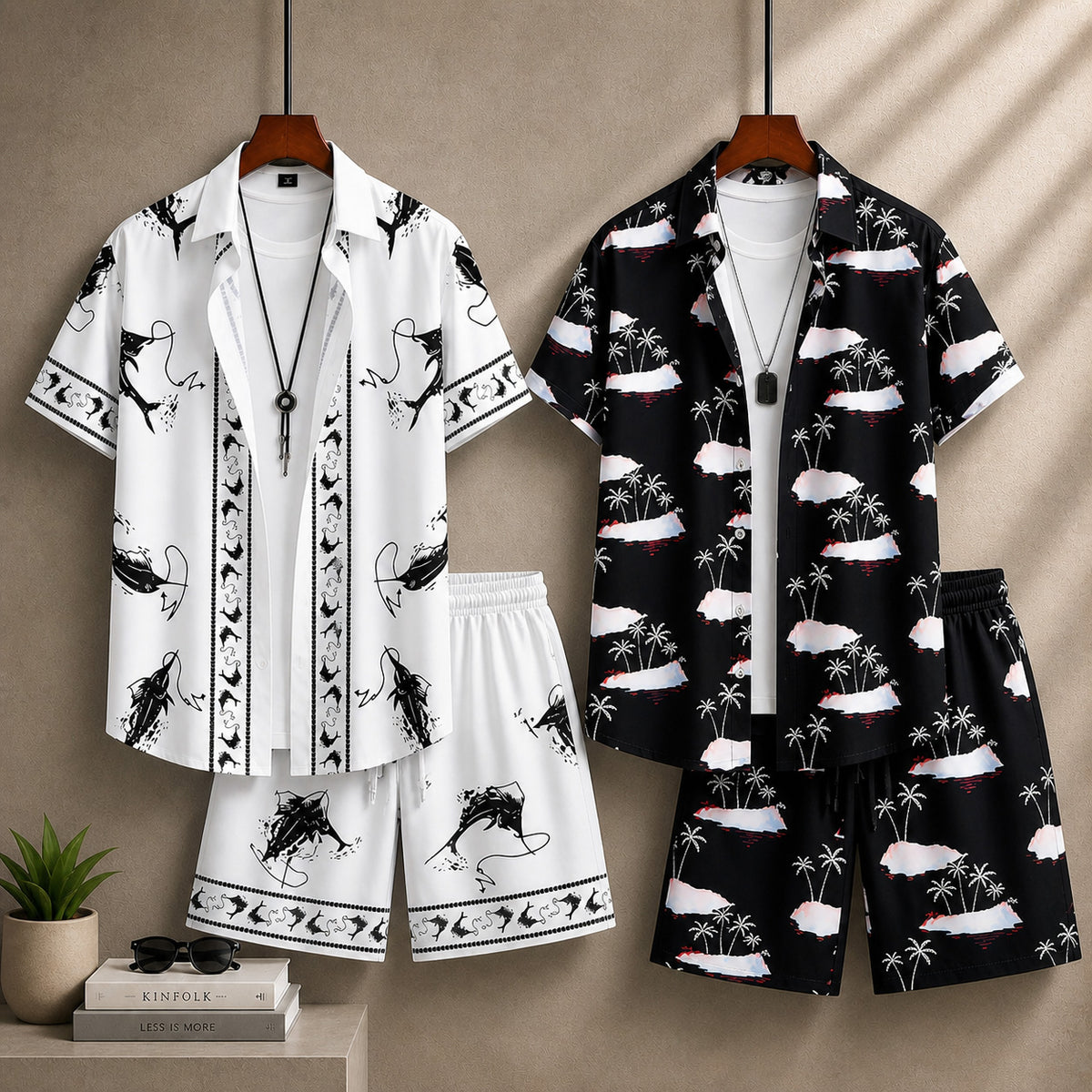 Bundle Of 2 All-Over 3D Printed Dry-Fit 2-Pcs Summer Suit. MS3D-11+35