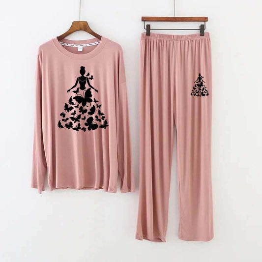 R-Neck F-Sleeve Printed Lounge And Night Wear Suit. D-1