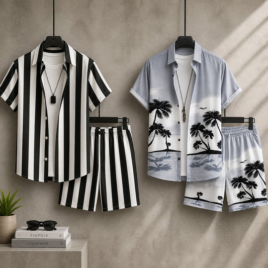 Bundle Of 2 All-Over 3D Printed Dry-Fit 2-Pcs Summer Suit. MS3D-12+05