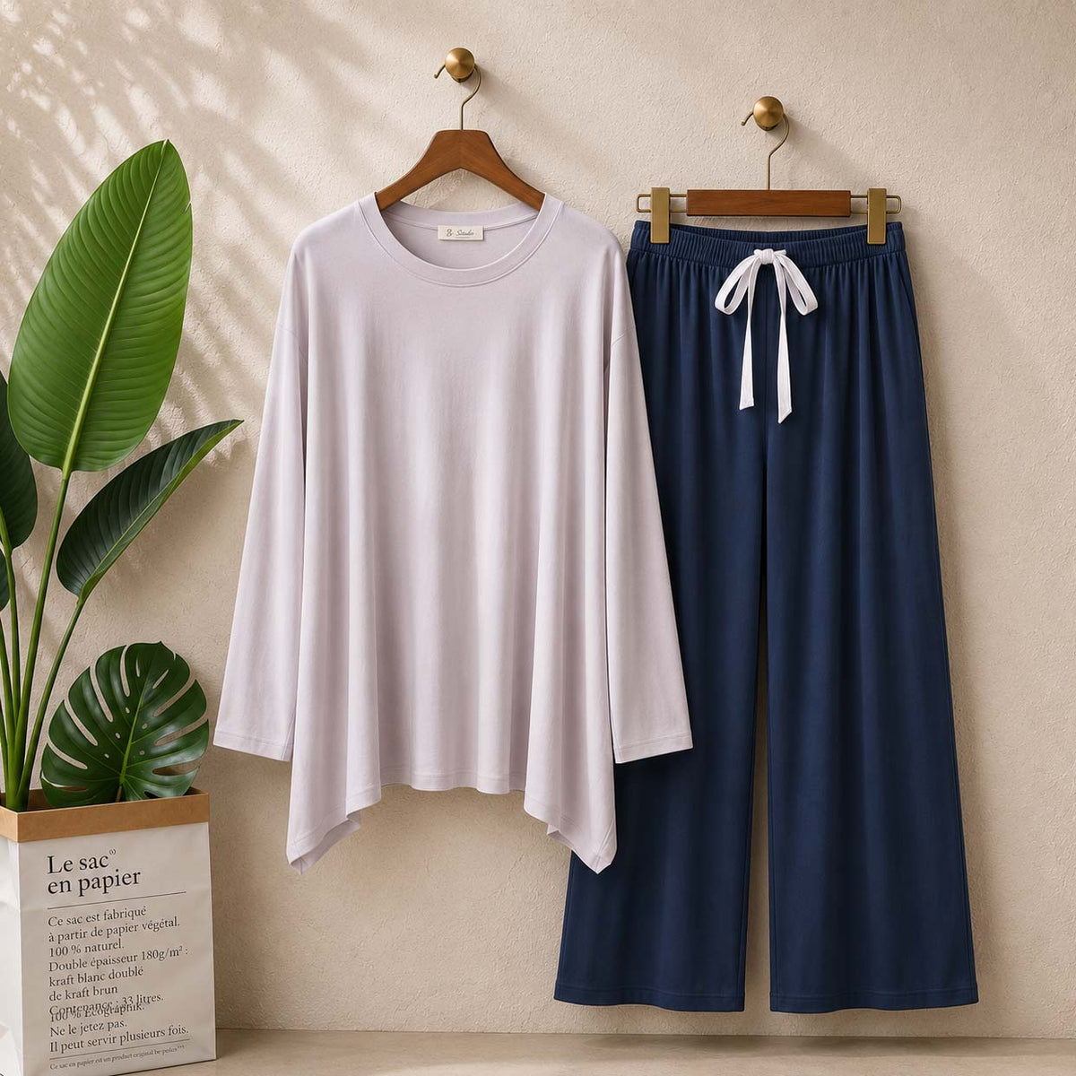 Contrast-Style 2-Pcs Lounge And Night Wear Suit. WLW-12