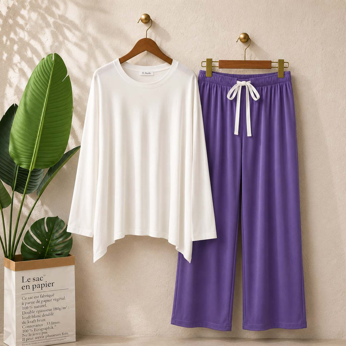 Contrast-Style 2-Pcs Lounge And Night Wear Suit. WLW-12