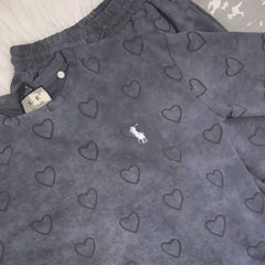 Heart Textured Horse Logo Printed Style Western 2-Pcs Summer Tracksuit For Her. WSTS-08