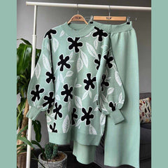 Flower Printed Premium Quality Winter 2-Pcs Tracksuit For Her. WWTS-01