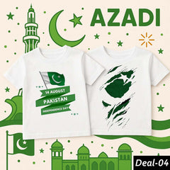 Bundle of 2 White Baby Boy & Girl Azadi Printed Tshirt's.