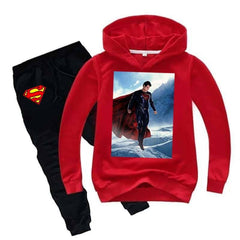 Kids Printed Super Man Hoodie Style 2-Pcs Winter Track-Suit.