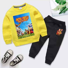 Kids Motu Patlu Printed Sweat-Shirt Style 2-Pcs Winter Track-Suit.