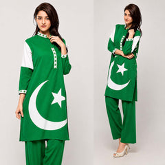 Green Flag 14-August Azadi Printed 2-Pcs Stiched Suit. V2