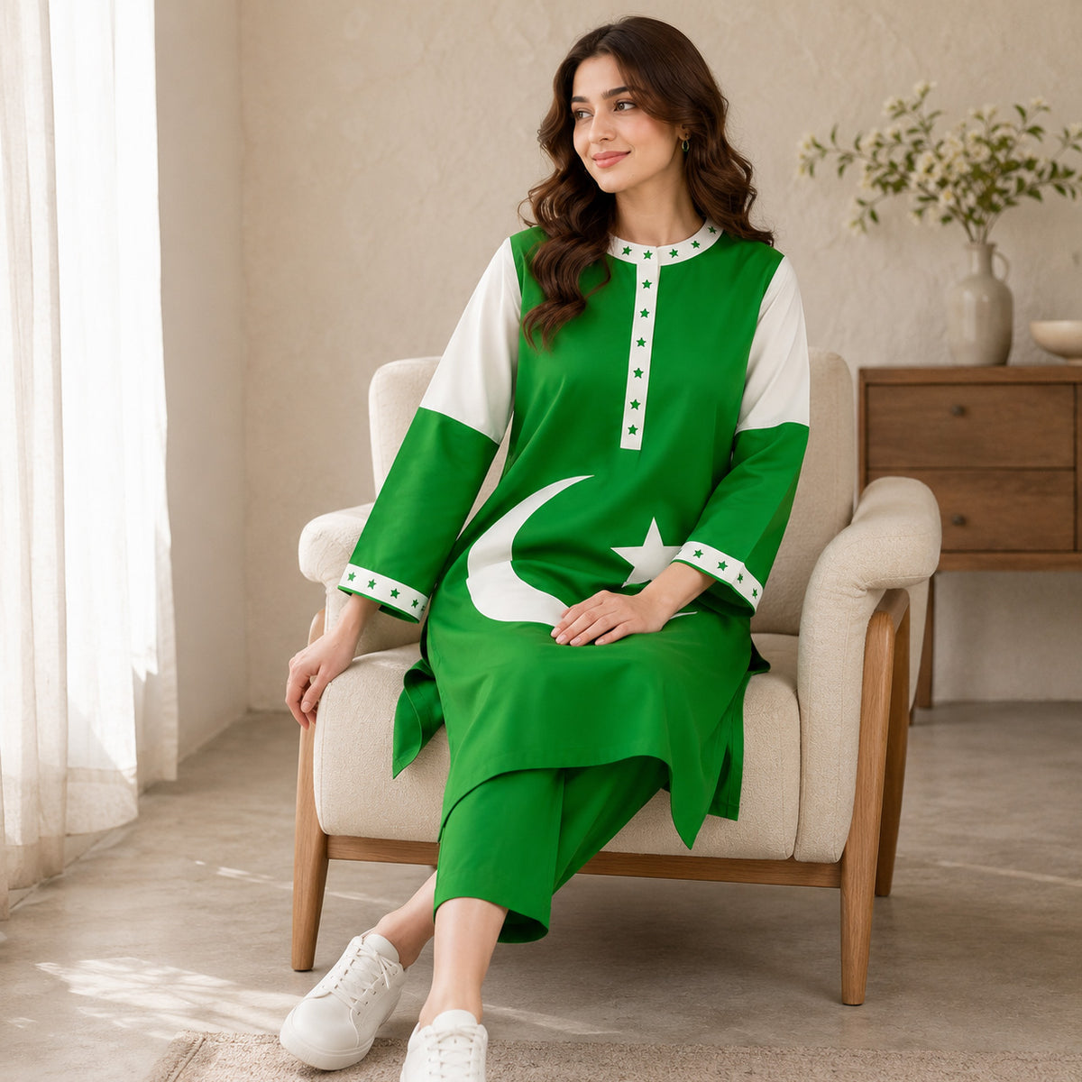 Green Flag 14-August Azadi Printed Stiched Kurti. V3
