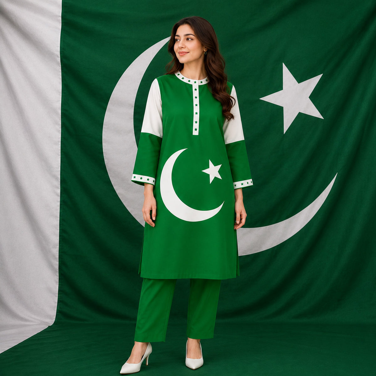 Green Flag 14-August Azadi Printed Stiched Kurti. V5