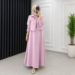 Drop Shoulder Short Jacket Maxi Style 2-Pcs Winter Co-Ord Set. WWTS-15 V3