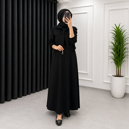 Drop Shoulder Short Jacket Maxi Style 2-Pcs Winter Co-Ord Set. WWTS-15 V3