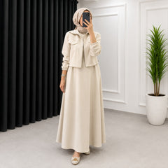 Drop Shoulder Short Jacket Maxi Style 2-Pcs Winter Co-Ord Set. WWTS-15 V3