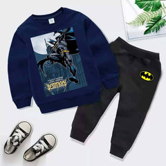 Kids Batman Printed Sweat-Shirt Style 2-Pcs Winter Track-Suit.