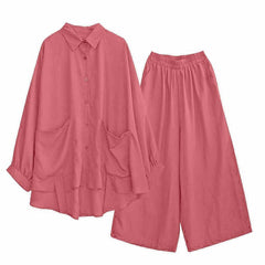 Korean Batwing-Style Double Pocket 2-Pcs Co-Ord Set.