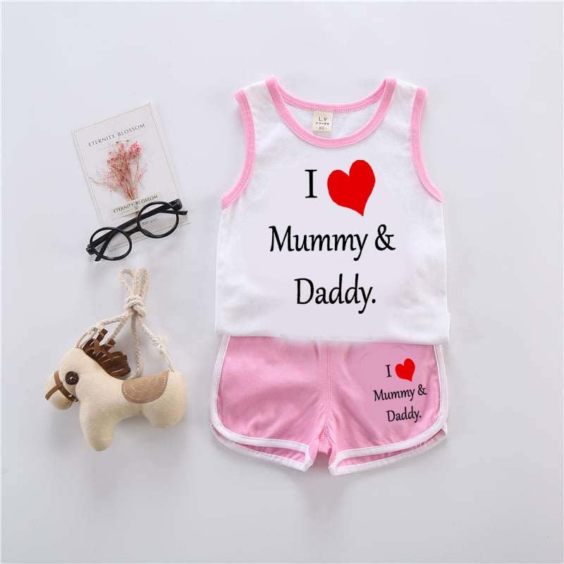 I Love D+M Kids Sando Style 2-Pcs Summer Suit. (SD+SH)