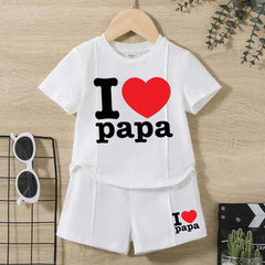 I Love PAPA Kids Pintex Style 2-Pcs Summer Suit. (HTS+SH)