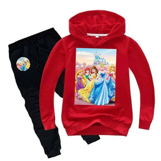 Kids Printed Barbie Doll Hoodie Style 2-Pcs Winter Track-Suit.