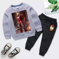 Kids Iron Man Printed Sweat-Shirt Style 2-Pcs Winter Track-Suit.