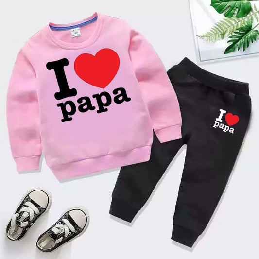 I Love PAPA Kids Sweat Style 2-Pcs Winter Tracksuit