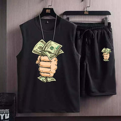 Sleeveless Tshirt Style 2-Pcs Summer Suit.