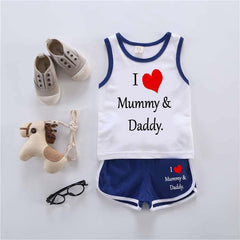 I Love D+M Kids Sando Style 2-Pcs Summer Suit. (SD+SH)