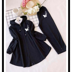 Butterfly Printed Hooded Zipper Style 2-Pcs Winter Tracksuit For Her. MB-01