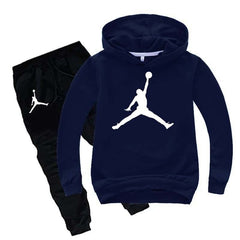 Kids Jordan Printed Pull-Over Hoodie Style 2-Pcs Winter Track-Suit.