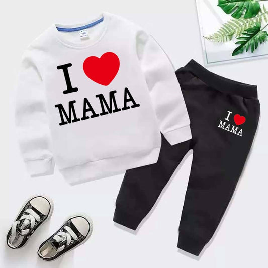 I Love MAMA Kids Sweat Style 2-Pcs Winter Tracksuit