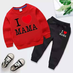 I Love MAMA Kids Sweat Style 2-Pcs Winter Tracksuit