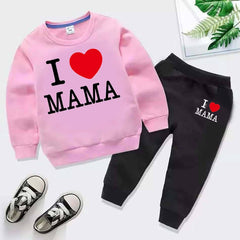 I Love MAMA Kids Sweat Style 2-Pcs Winter Tracksuit